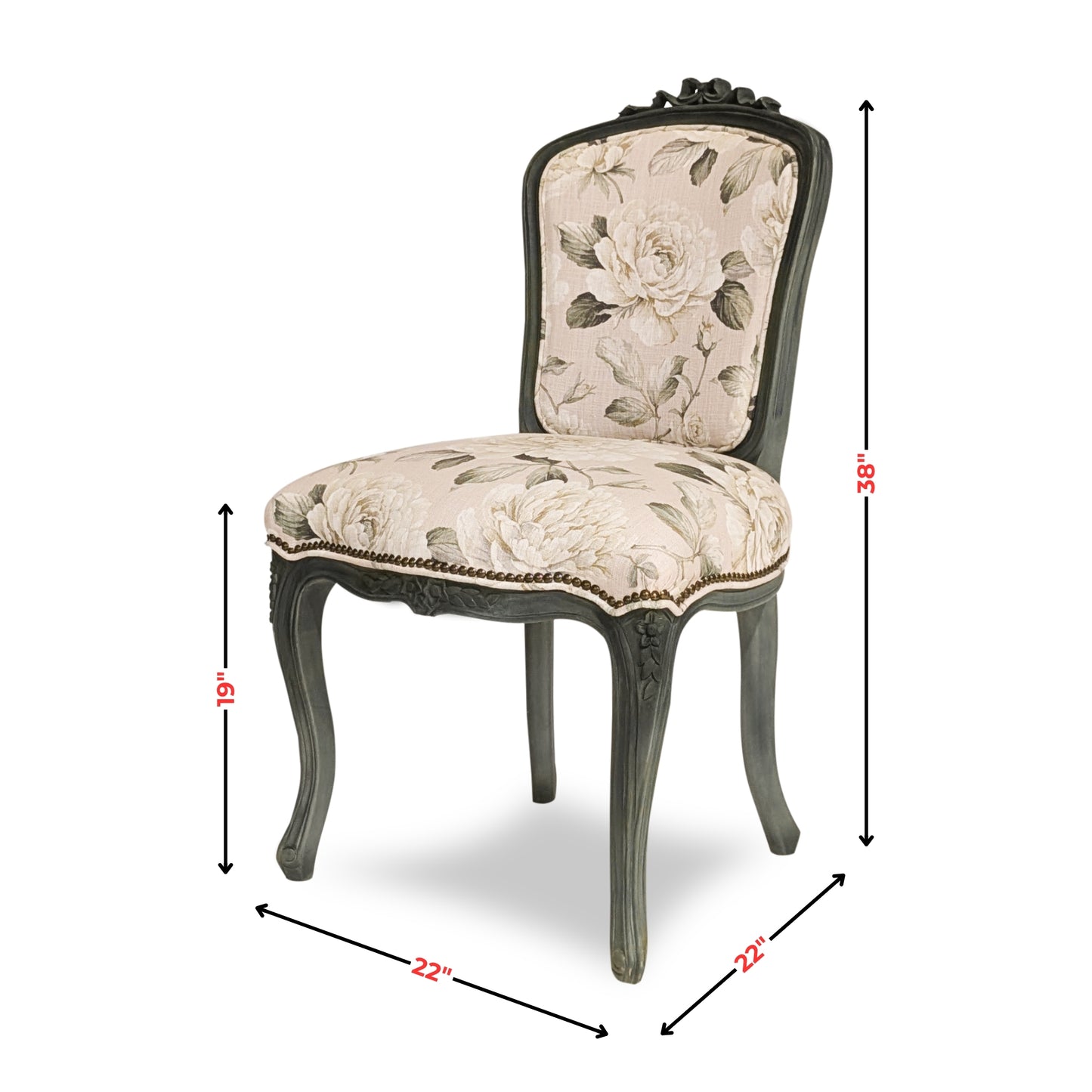 Vintage Ribbon Back Floral Dining Chair