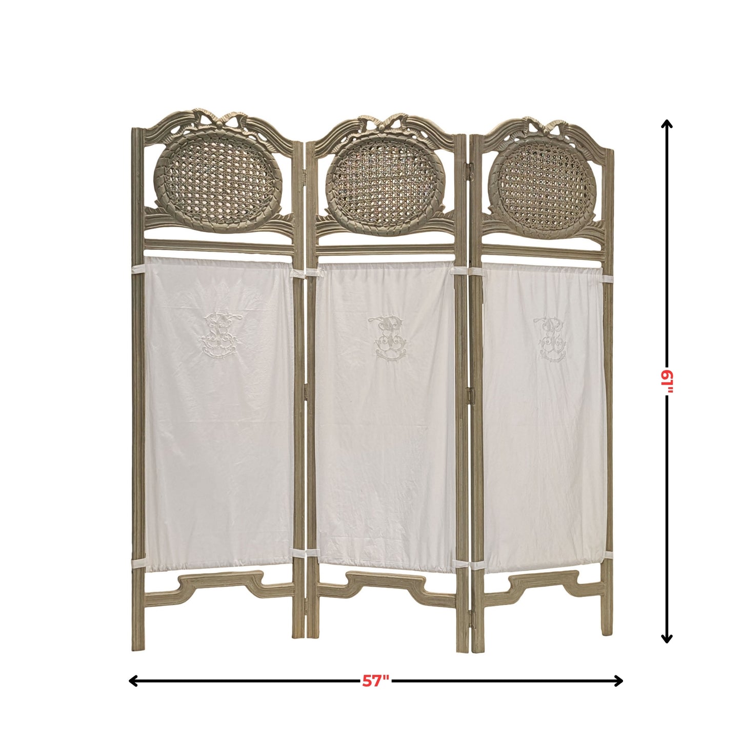 French Cane & Fabric Panel Room Divider