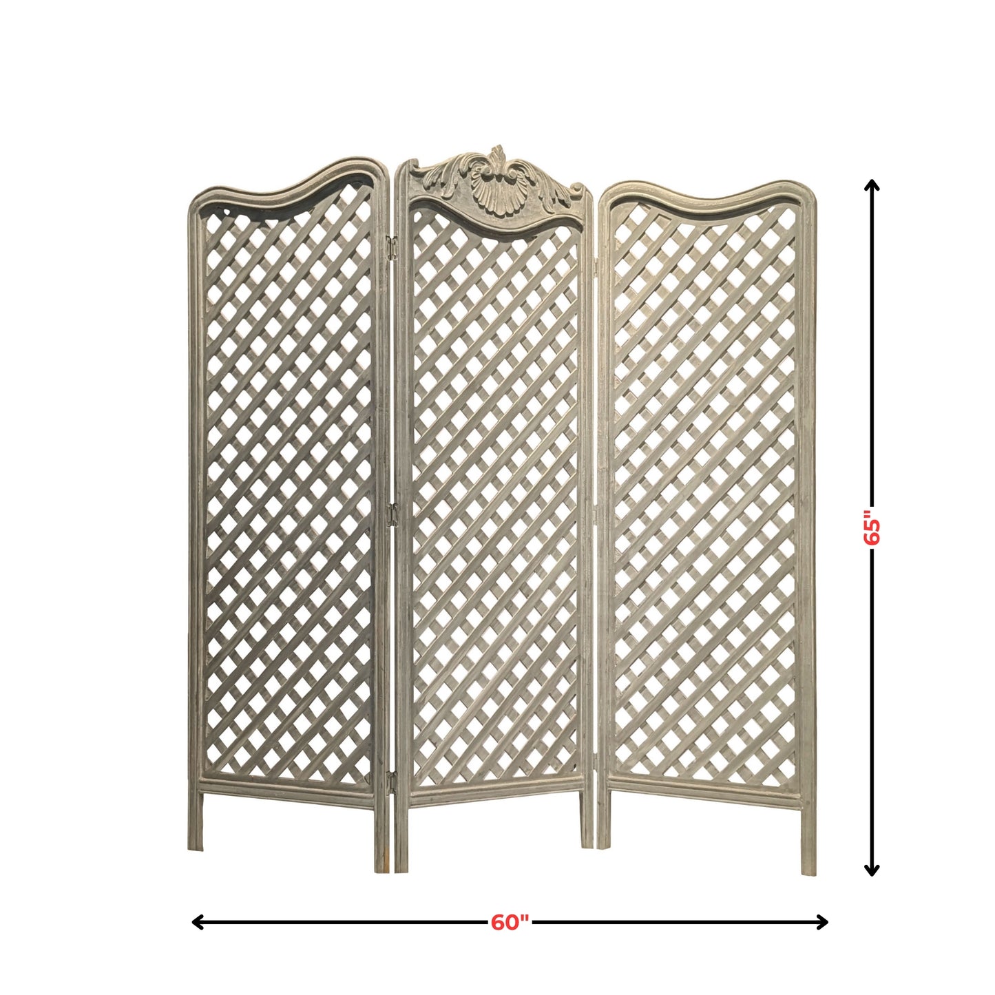 Hand-Carved Lattice Wood Partition