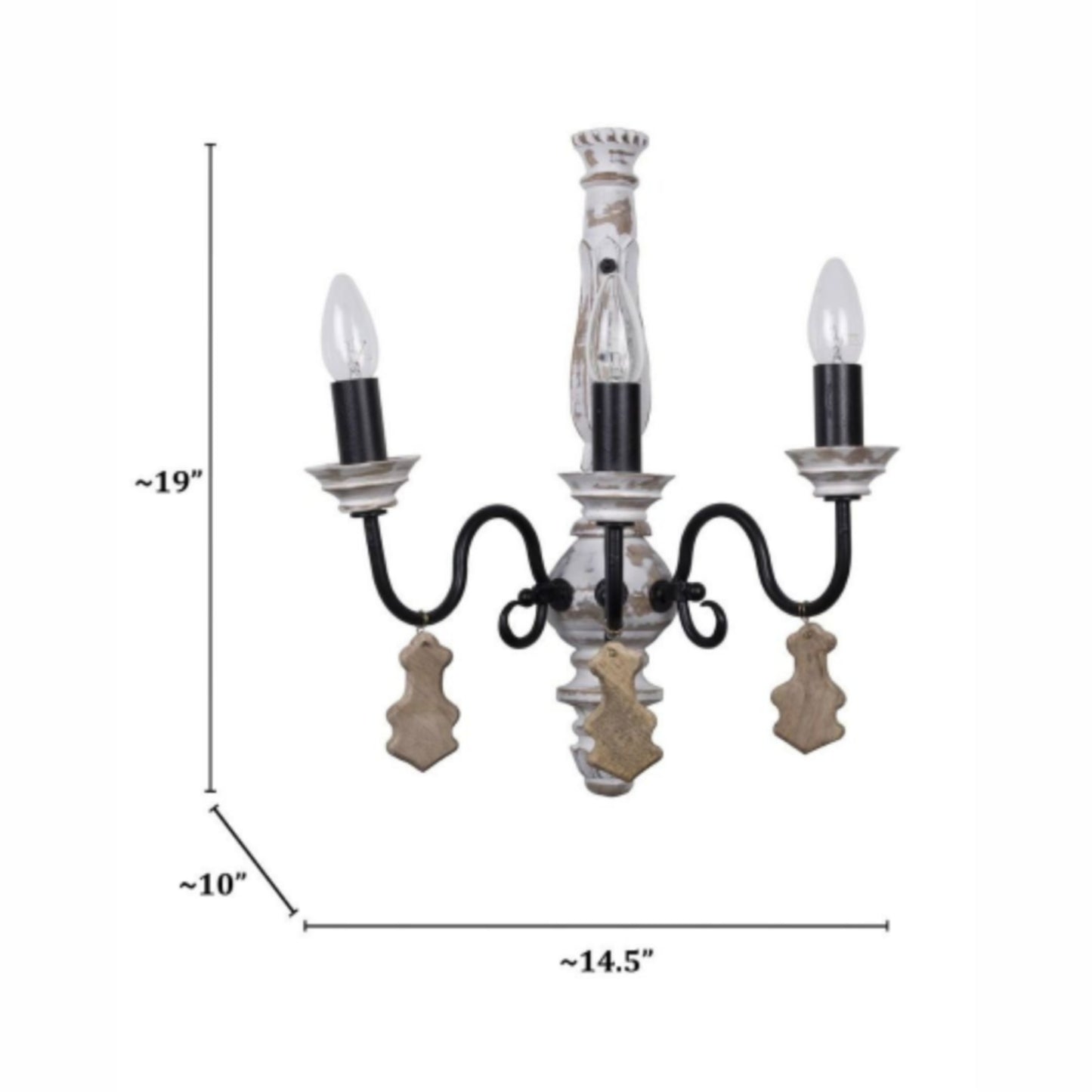 Rustic Triple Arm Wall Sconce Lamp