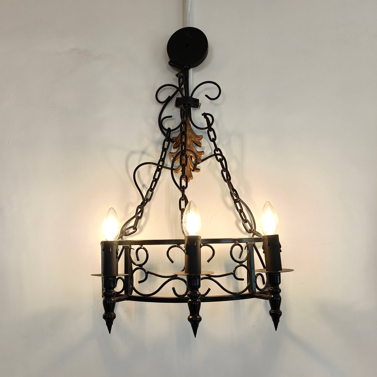 Wrought Iron 3-Light Hanging Chandelier