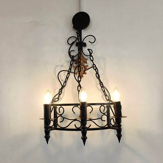 Wrought Iron 3-Light Hanging Chandelier