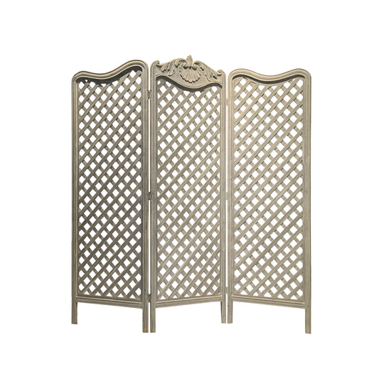Hand-Carved Lattice Wood Partition