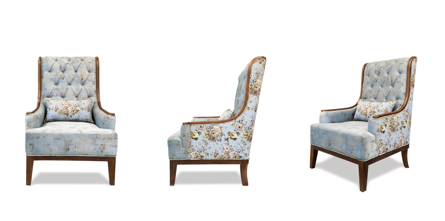 Vintage Floral Wingback Chair
